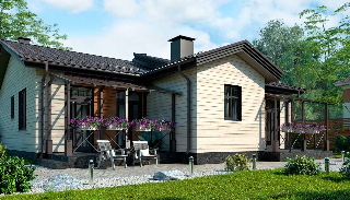 Проекты одноэтажных домов с гостиной от Строй-Кгн в Курганинске - от 307860 рублей